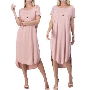 Vintage Pink Scoop Neck Midi T-Shirt Dress NWT!